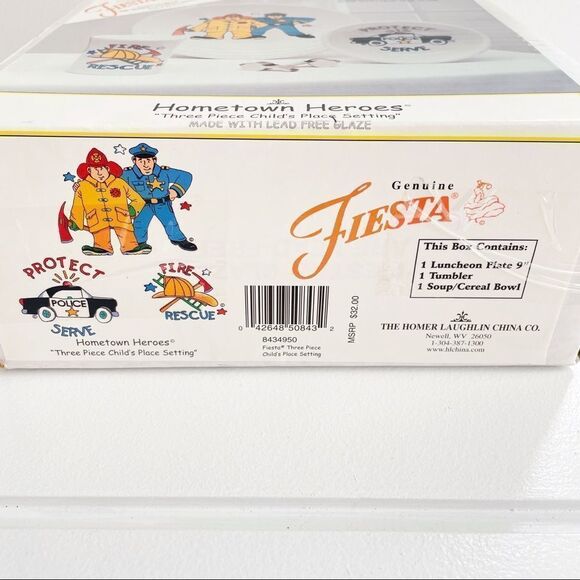Fiesta RARE Vintage Hometown Heroes 3 Piece Childs Place Setting New With Box - Picture 13 of 13
